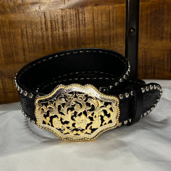 Express Studded Leather Belt Western Cowgirl Cowboy style - Picture 16 of 16